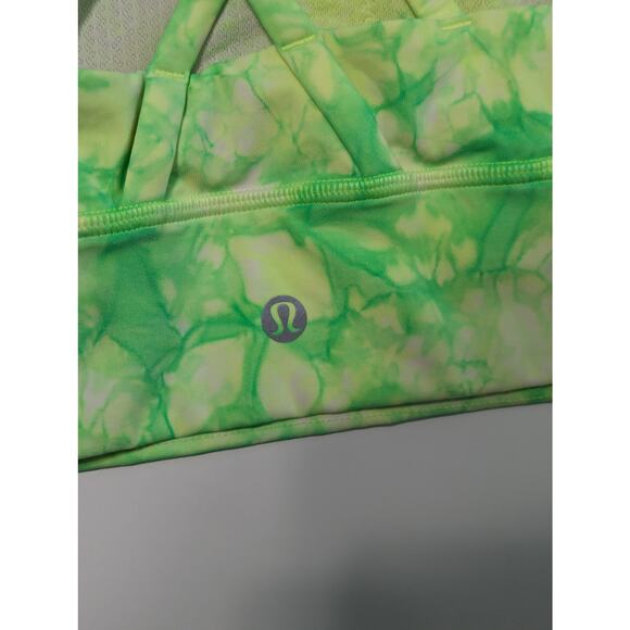 Lululemon Energy Bra High Neck Long Line Shibori Green Tie Dye WOmens 4 Sports - Picture 3 of 5